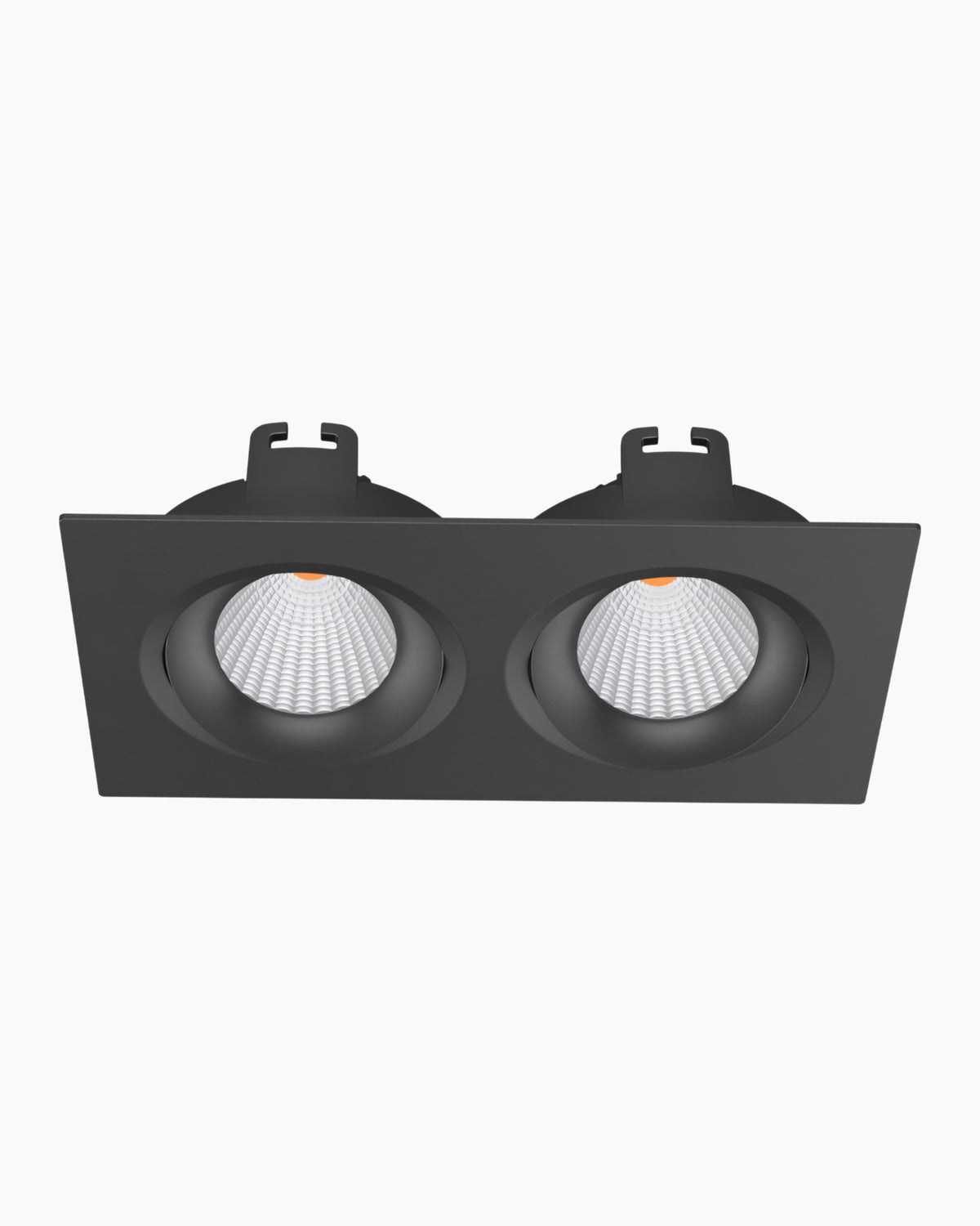 Architectural 95mm IP54 20W 3000K 2 Light Tiltable Downlight Black
