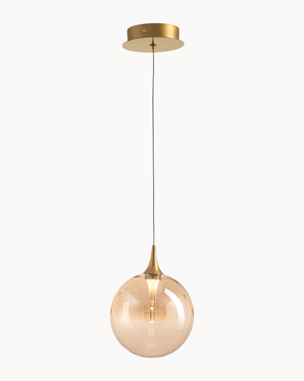 Boleto Pendant Brass with Amber Glass