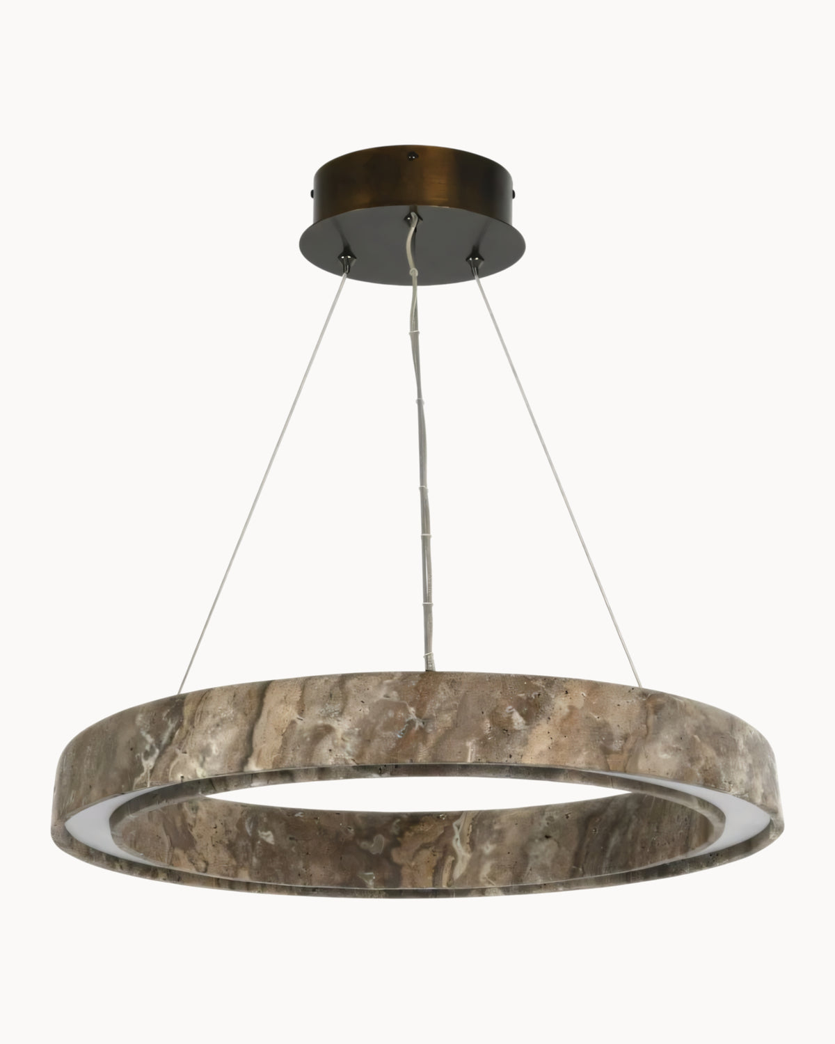 Sorrento 550mm CCT Silver Travertine Pendant with Bronze Trim