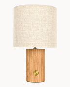 Teak table lamp with natural shade