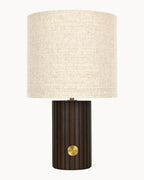 Walnut table lamp with natural Linen shade