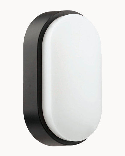 LED outdoor oval wall light in black