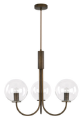 Capolino 3 Light Pendant Bronze with Clear Glass