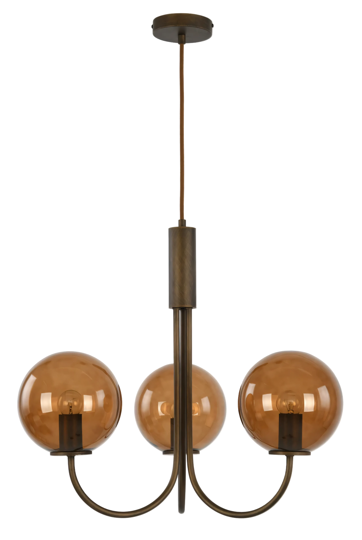 Capolino 3 Light Pendant Bronze with Sepia Glass