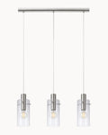 Montefino 3 Light Pendant Brushed Chrome/Clear Glass