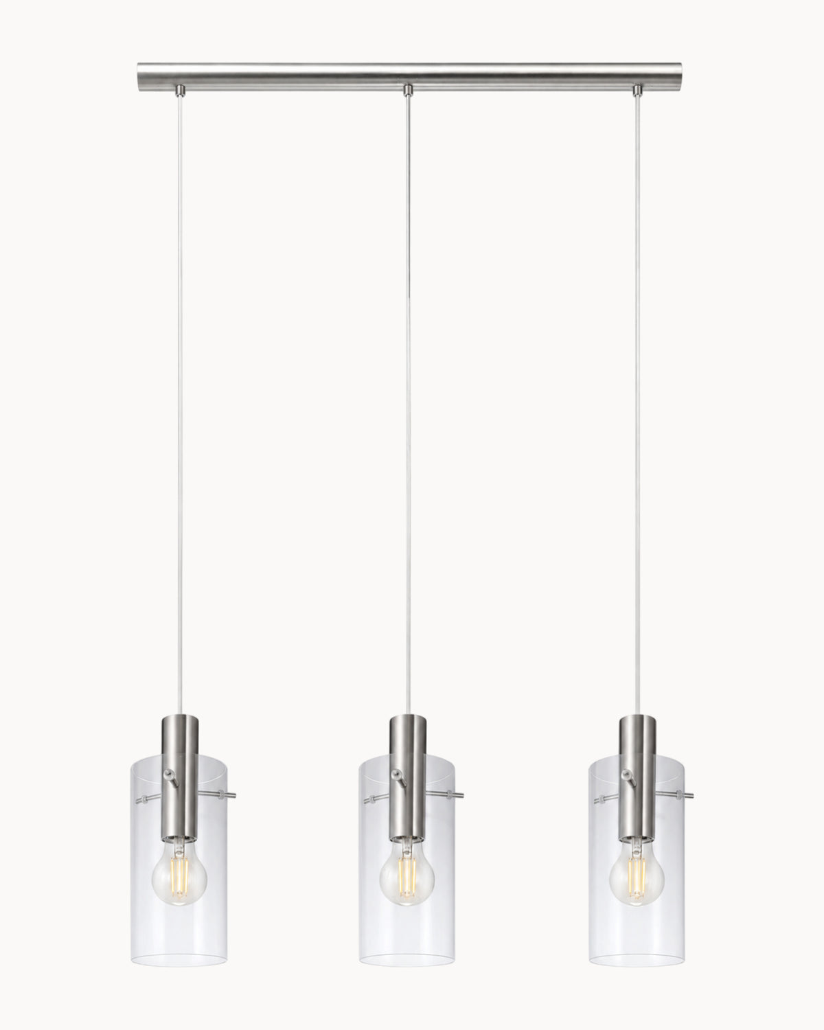 Montefino 3 Light Pendant Brushed Chrome/Clear Glass