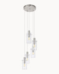 Montefino 5 Light Pendant Brushed Chrome/Clear Glass