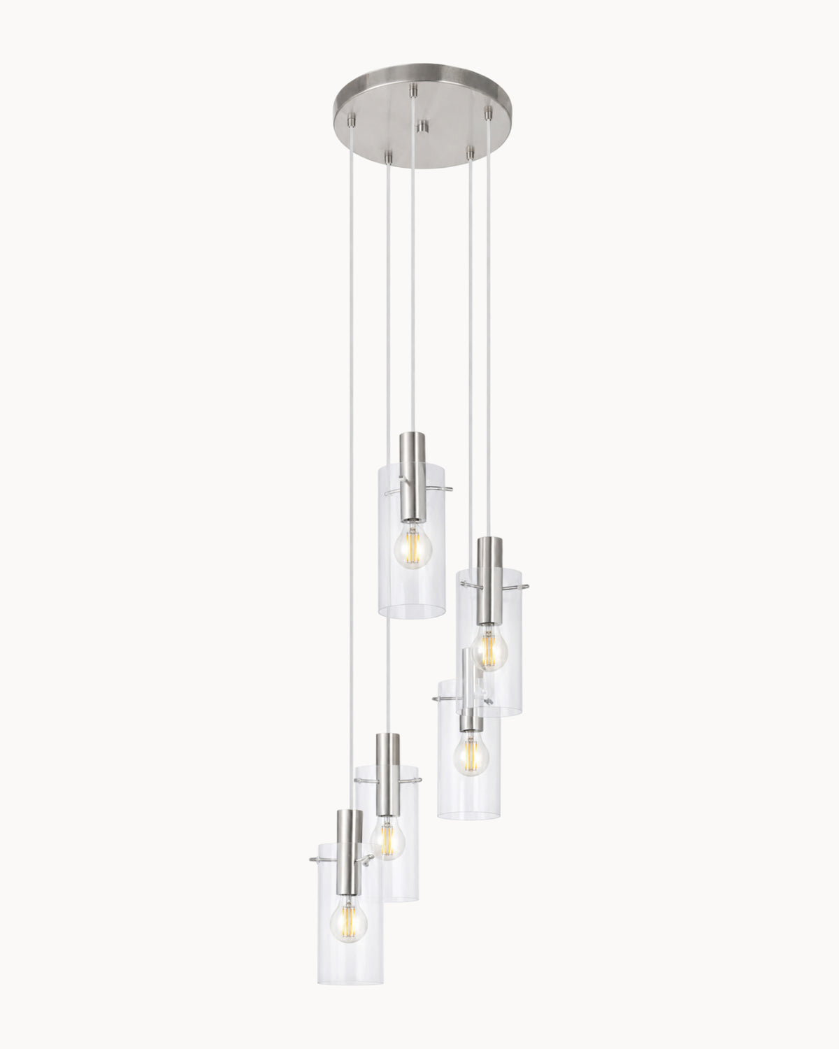 Montefino 5 Light Pendant Brushed Chrome/Clear Glass