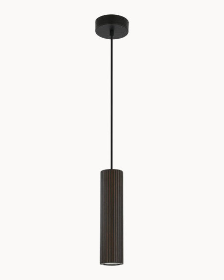 Walnut cylinder pendant with ribbed design