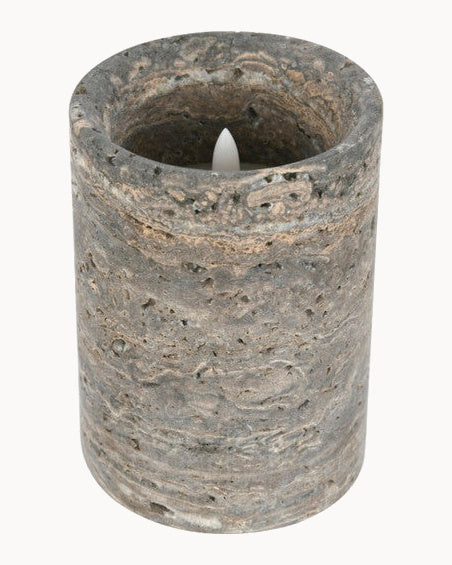 Silver travertine candle
