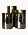 Calore LED Smoke Glass Candle Set with Remote
