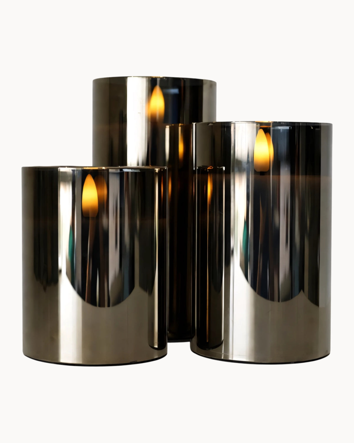 Calore LED Smoke Glass Candle Set with Remote