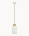 Small travertine pendant with opal glass