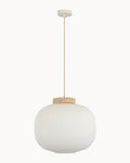 Travertine large squat pendant with opal glass