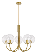 Capolino 5 Light Pendant Brass with Clear Glass