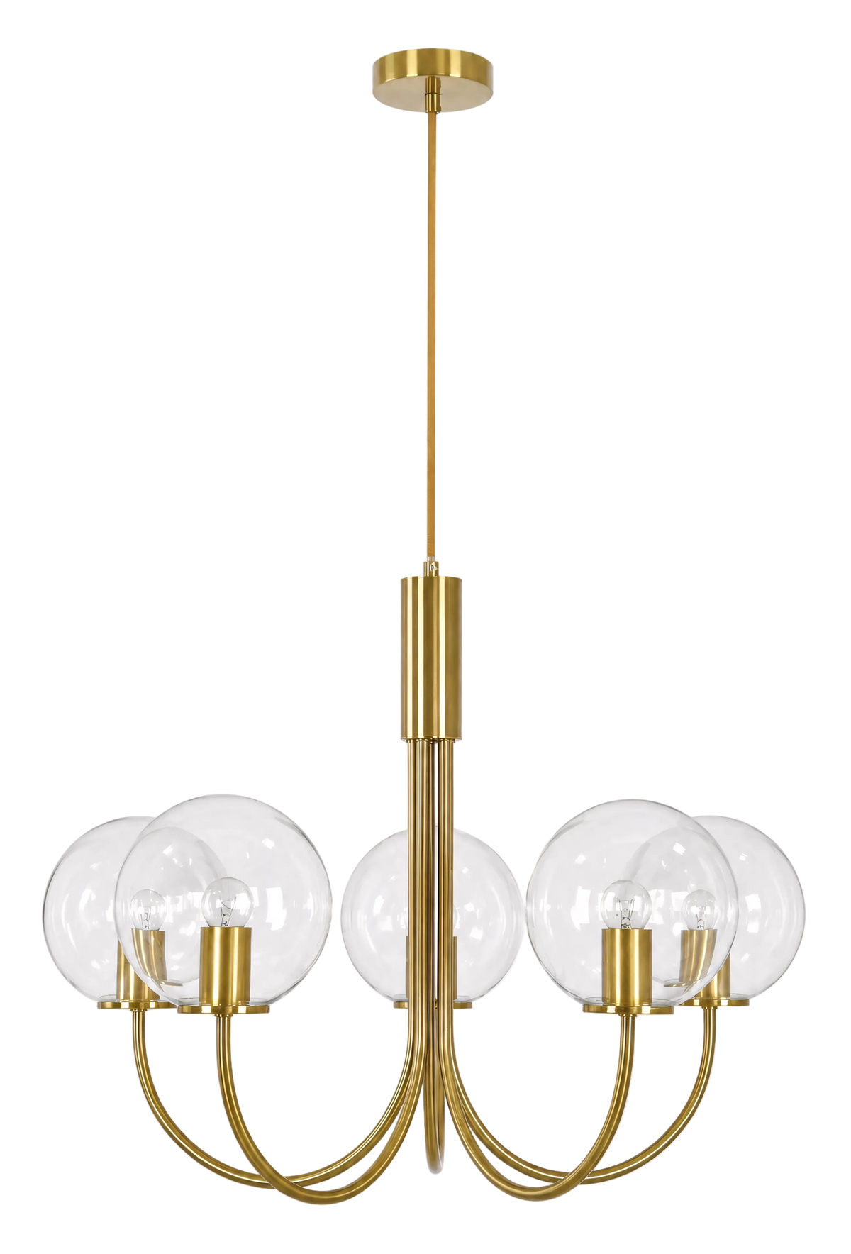 Capolino 5 Light Pendant Brass with Clear Glass