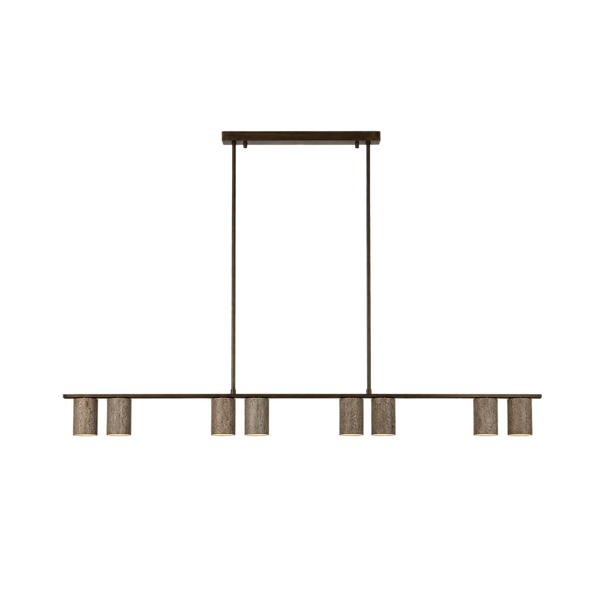 Maliosa 1.5m 8 Light Silver & Brown Travertine Pendant Bronze