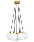 Capolino 7 Light Pendant Brass with Opal Glass