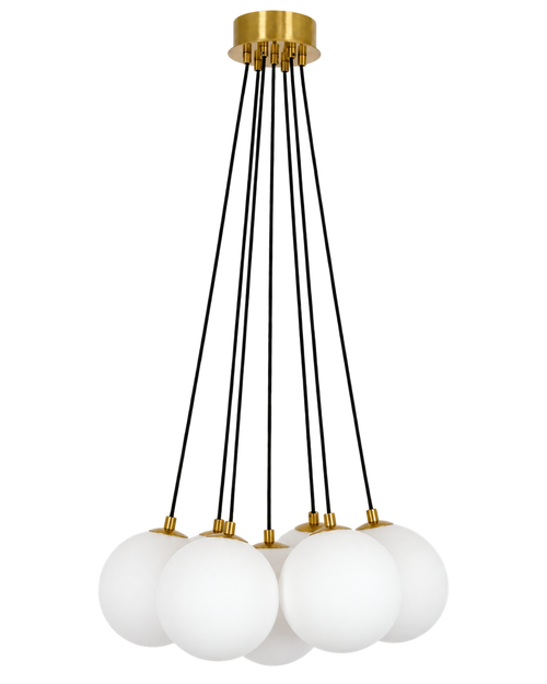 Capolino 7 Light Pendant Brass with Opal Glass