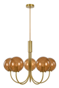 Capolino 5 Light Pendant Brass with Sepia Glass