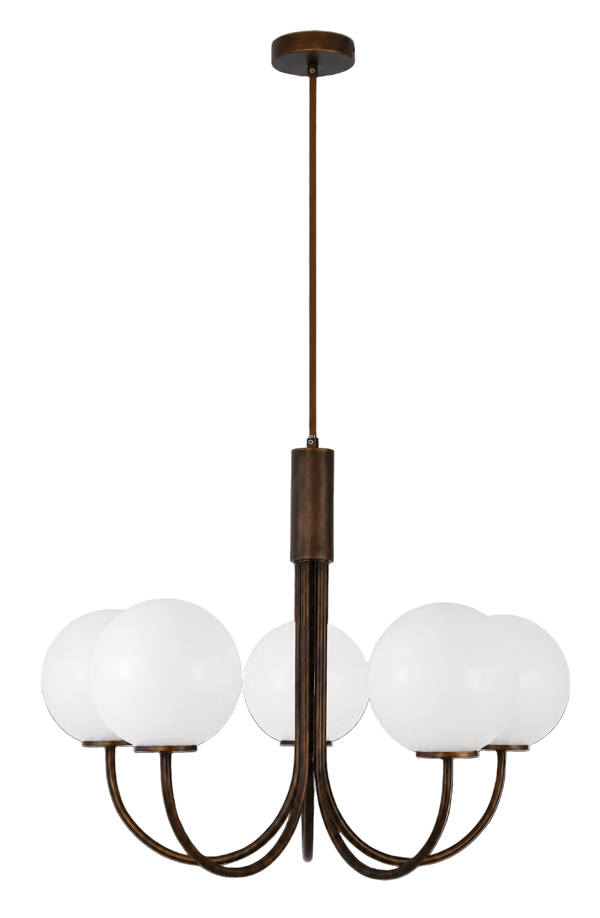 Capolino 5 Light Pendant Bronze with Opal Glass