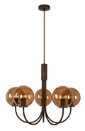 Capolino 5 Light Pendant Bronze with Sepia Glass