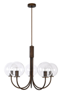 Capolino 5 Light Pendant Bronze with Clear Glass