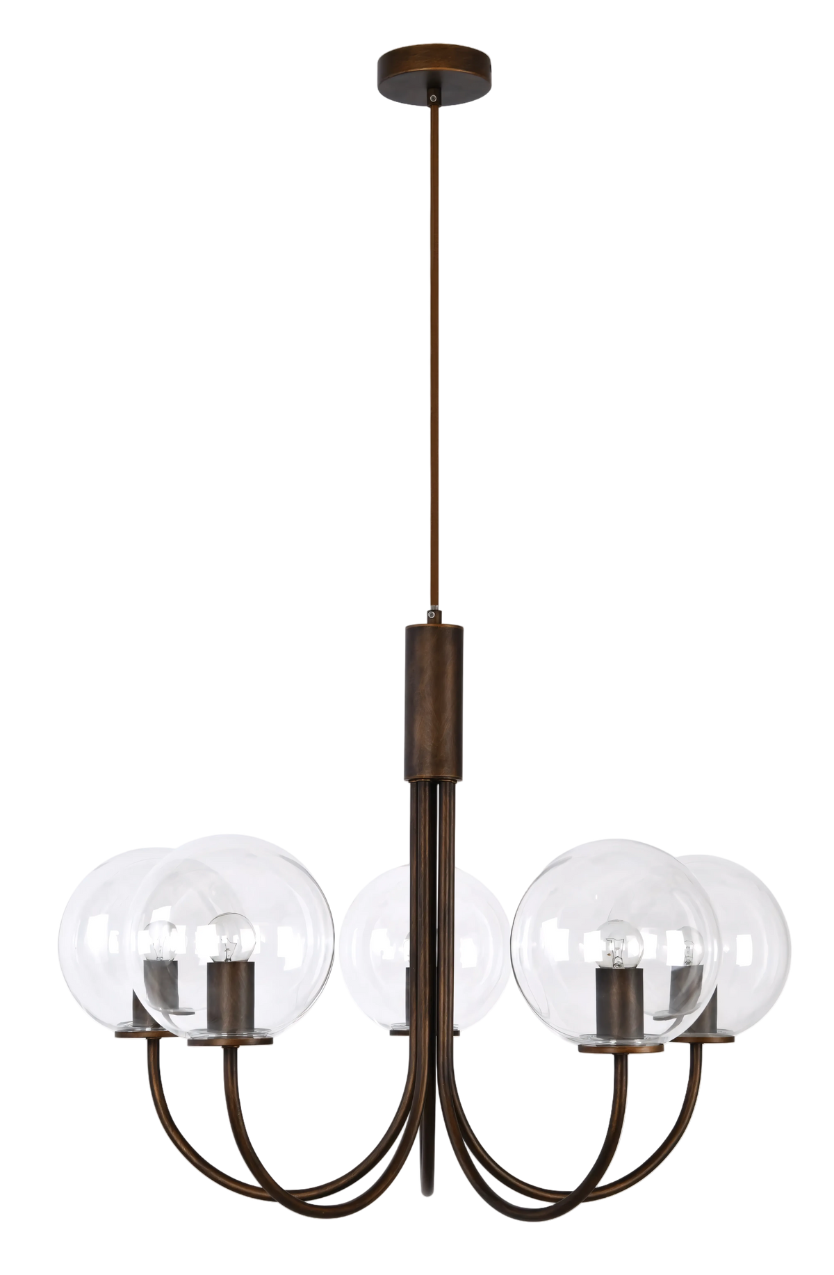 Capolino 5 Light Pendant Bronze with Clear Glass