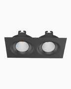 Black two light square downlight