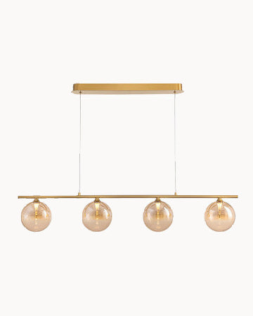 brass with amber glass led linear pendant