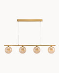 brass with amber glass led linear pendant
