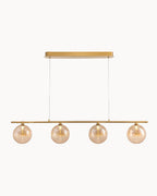 brass with amber glass led linear pendant