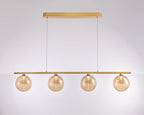 brass with amber glass led linear pendant