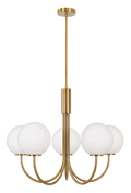 Capolino 5 Light Pendant Brass with Opal Glass