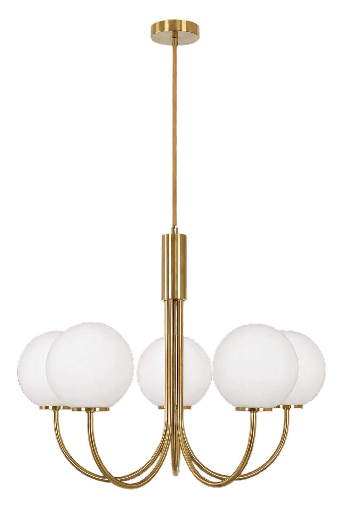 Capolino 5 Light Pendant Brass with Opal Glass