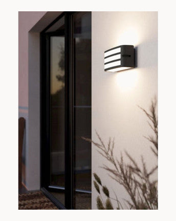 Black wall light with grill IP54 rated
