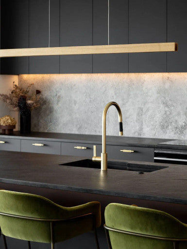 LED 1.5m timber pendant