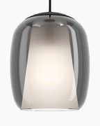 Black wall light with smoked glass and opal inner glass