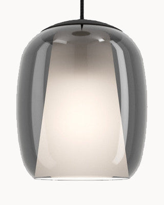 Black wall light with smoked glass and opal inner glass