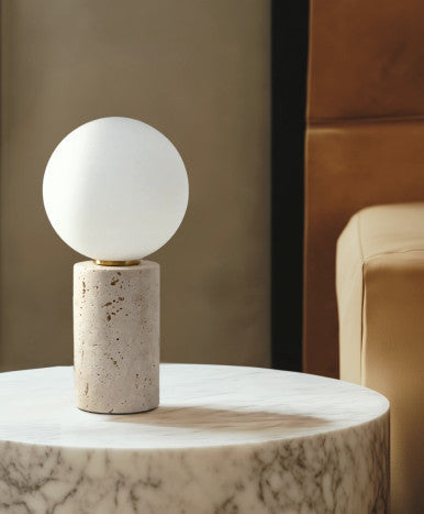 Travertine marble base table lamp