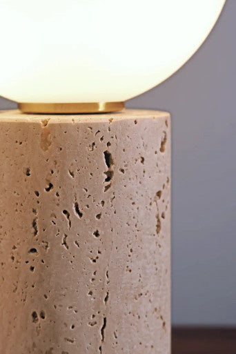 Travertine marble base table lamp