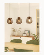 Three light bronze cage pendant