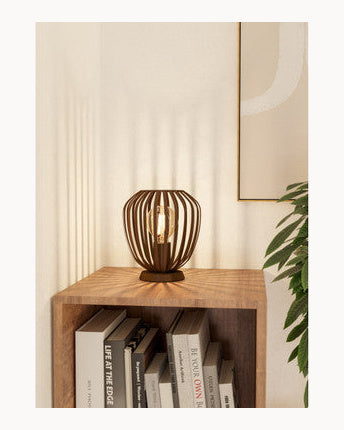 Bronze cage style table lamp