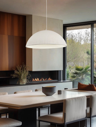 White ribbed gypsum pendant
