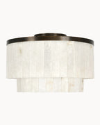 Bronze ten light pendant with alabaster glass