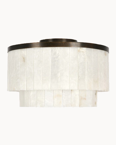 Bronze ten light pendant with alabaster glass