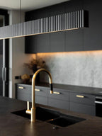 Black 1.8m ribbed linear pendant
