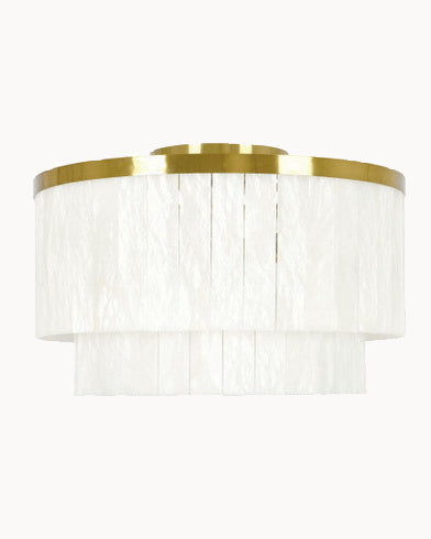Brass ten light pendant with alabaster glass