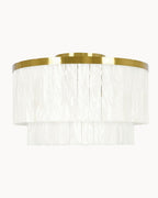 Brass ten light pendant with alabaster glass