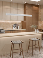 Gypsum linear pendant with stone finish